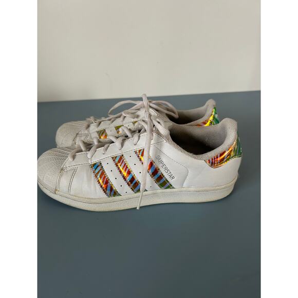 Adidas womens sneaker size 7 Superstar iridescent stripes - Picture 5 of 8